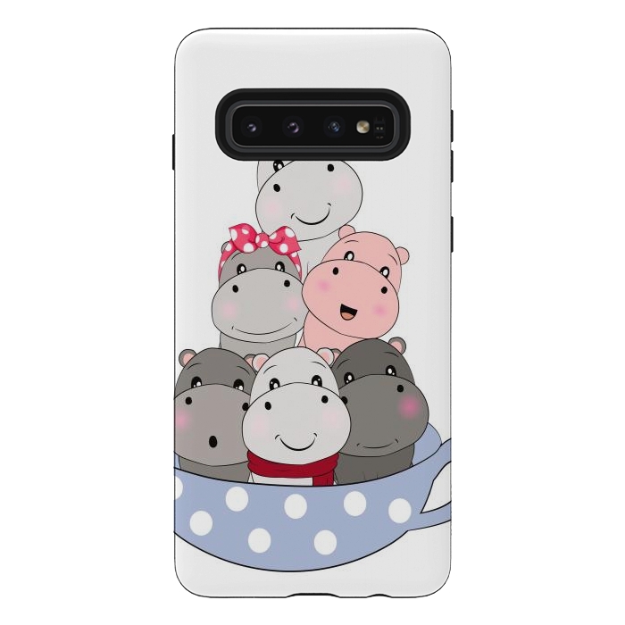 Galaxy S10 StrongFit cute hippos by haroulita