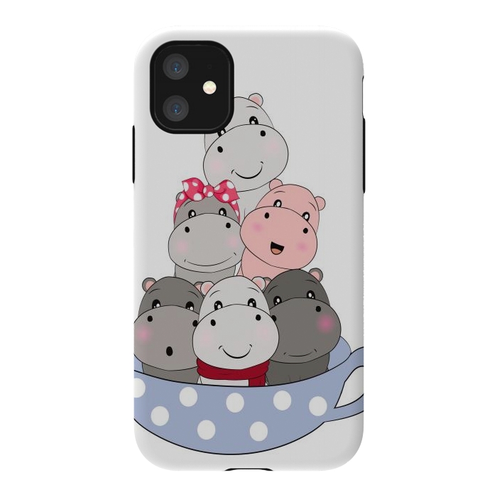 iPhone 11 StrongFit cute hippos by haroulita