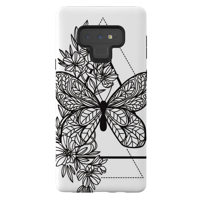 Galaxy Note 9 StrongFit bw butterfly by haroulita