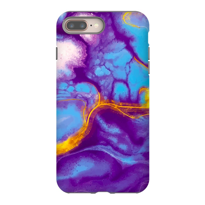 iPhone 7 plus StrongFit blue purple gold marble by haroulita