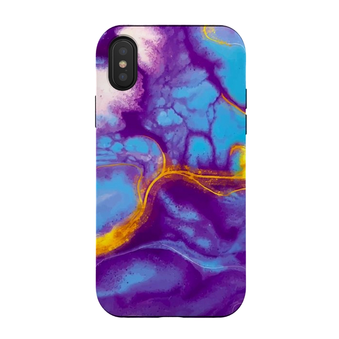 iPhone Xs / X StrongFit blue purple gold marble by haroulita