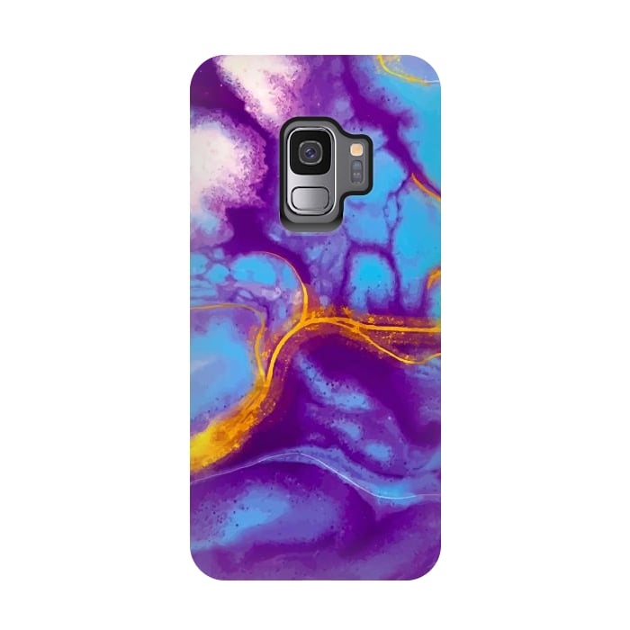 Galaxy S9 StrongFit blue purple gold marble by haroulita
