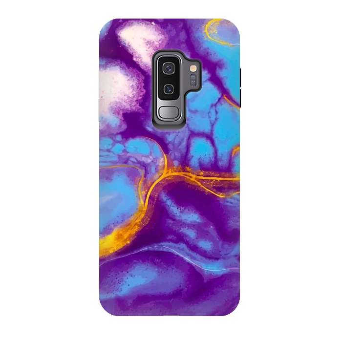 Galaxy S9 plus StrongFit blue purple gold marble by haroulita