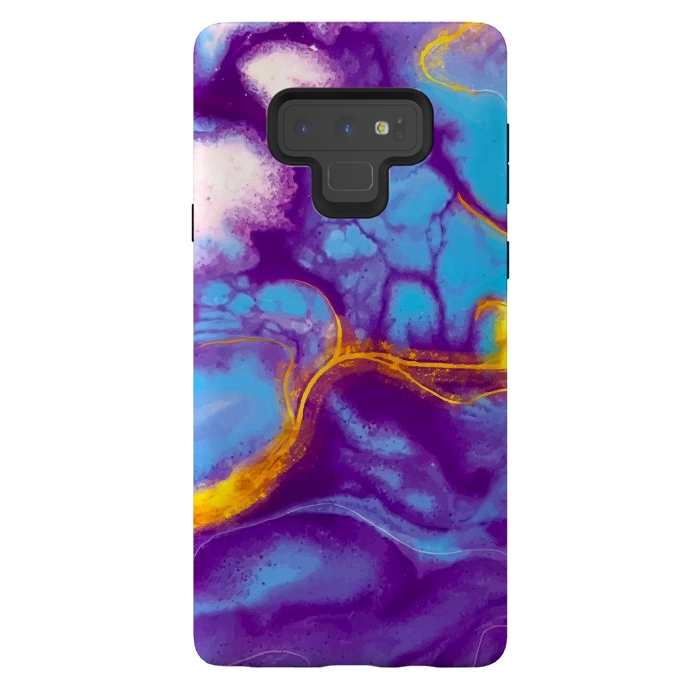 Galaxy Note 9 StrongFit blue purple gold marble by haroulita