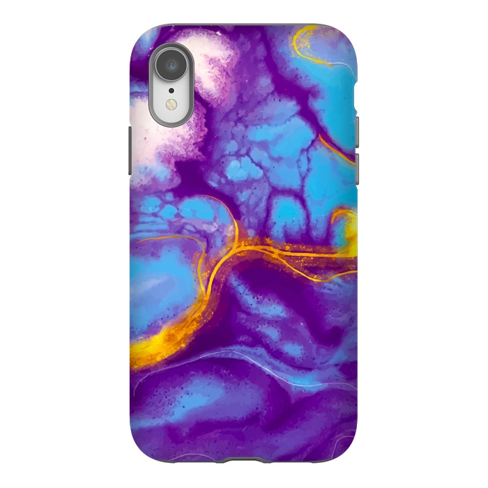 iPhone Xr StrongFit blue purple gold marble by haroulita
