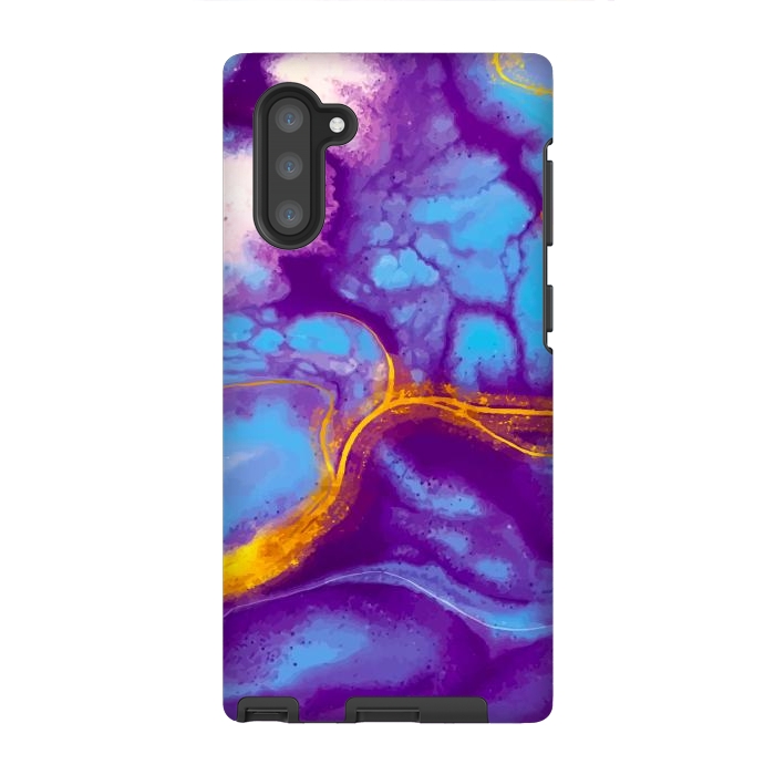 Galaxy Note 10 StrongFit blue purple gold marble by haroulita