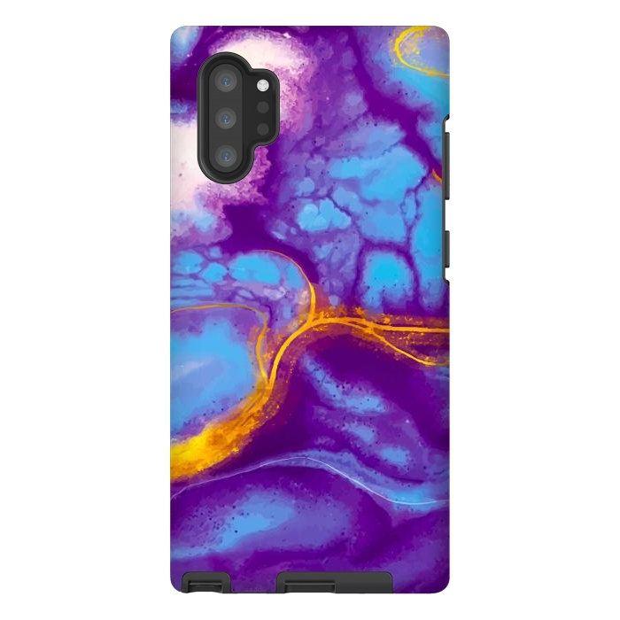 Galaxy Note 10 plus StrongFit blue purple gold marble by haroulita