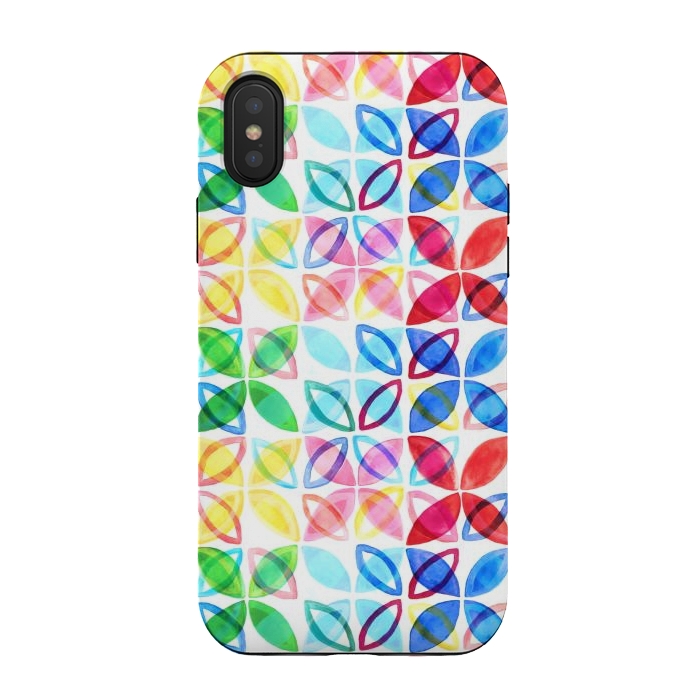 iPhone Xs / X StrongFit Rainbow Watercolor Pattern  by Tigatiga