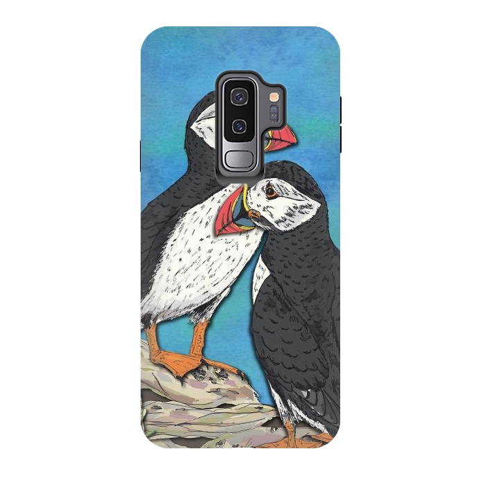 Galaxy S9 plus StrongFit Puffin Perfection by Lotti Brown