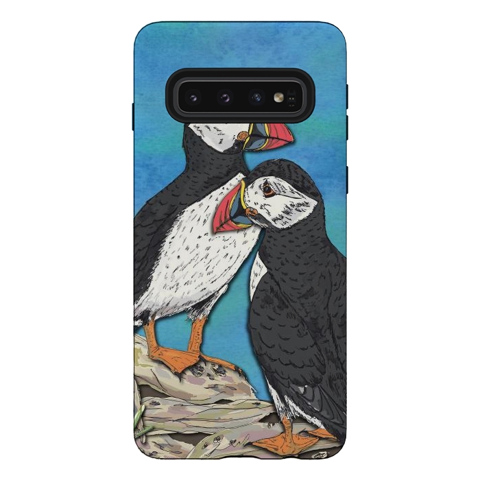 Galaxy S10 StrongFit Puffin Perfection by Lotti Brown