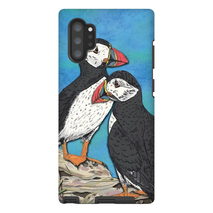 Galaxy Note 10 plus StrongFit Puffin Perfection by Lotti Brown