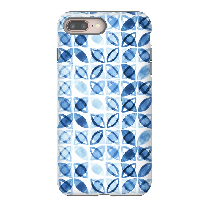 iPhone 7 plus StrongFit Blue Watercolor Pattern  by Tigatiga