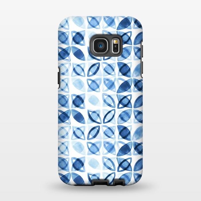 Galaxy S7 EDGE StrongFit Blue Watercolor Pattern  by Tigatiga