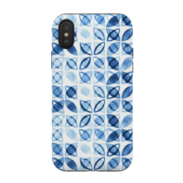 iPhone Xs / X StrongFit Blue Watercolor Pattern  by Tigatiga