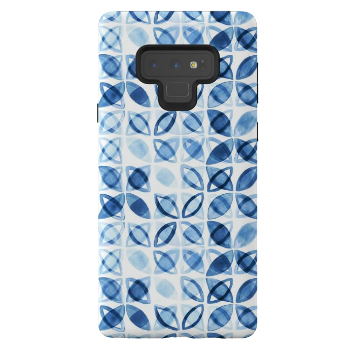 Galaxy Note 9 StrongFit Blue Watercolor Pattern  by Tigatiga