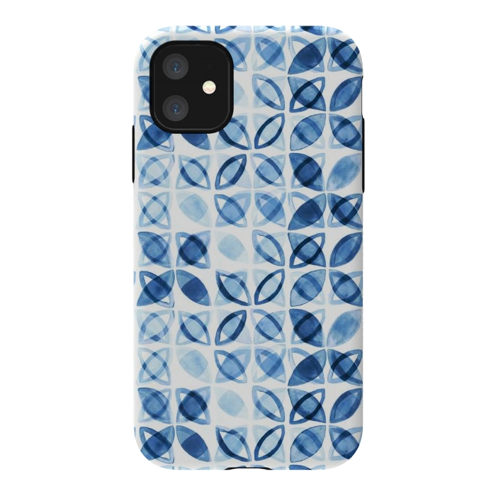 iPhone 11 StrongFit Blue Watercolor Pattern  by Tigatiga