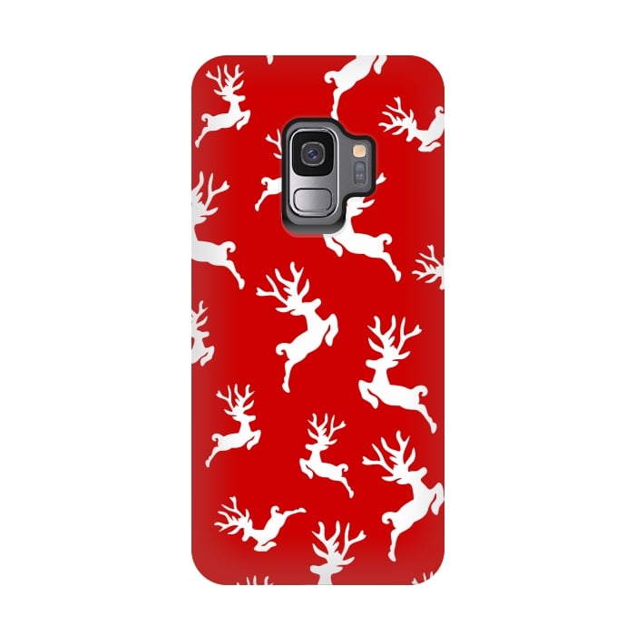 Galaxy S9 StrongFit white christmas deer by MALLIKA