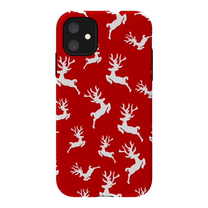 iPhone 11 StrongFit white christmas deer by MALLIKA