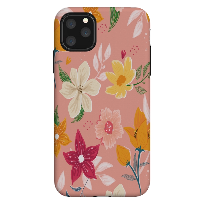 iPhone 11 Pro Max StrongFit peach floral print by MALLIKA