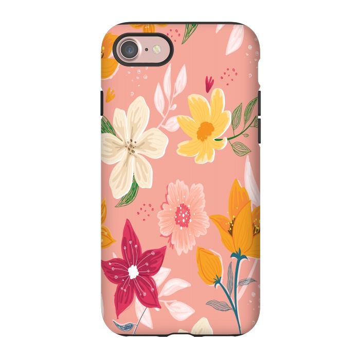 iPhone 7 StrongFit peach floral print by MALLIKA