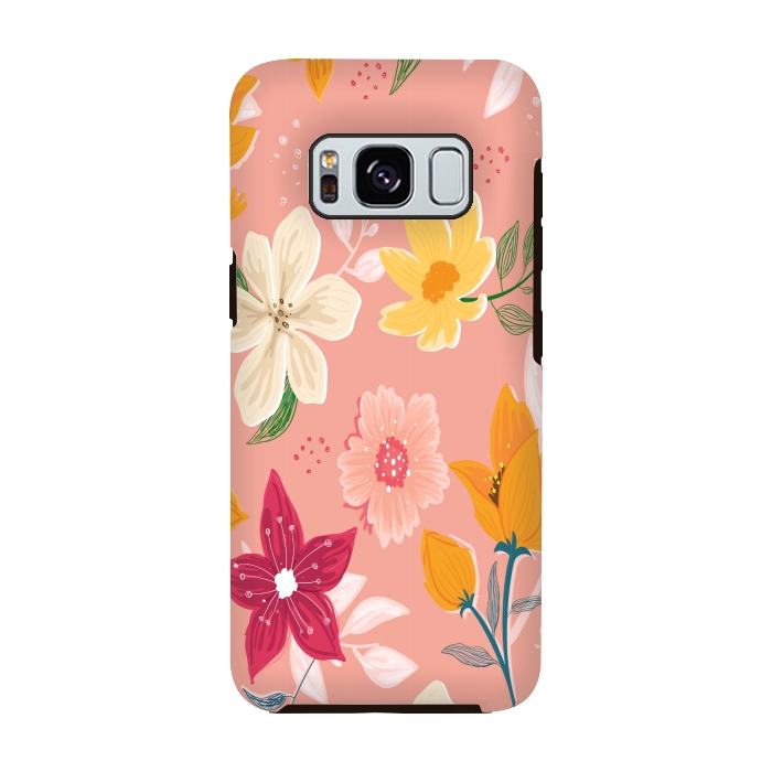 Galaxy S8 StrongFit peach floral print by MALLIKA