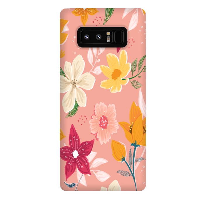 Galaxy Note 8 StrongFit peach floral print by MALLIKA