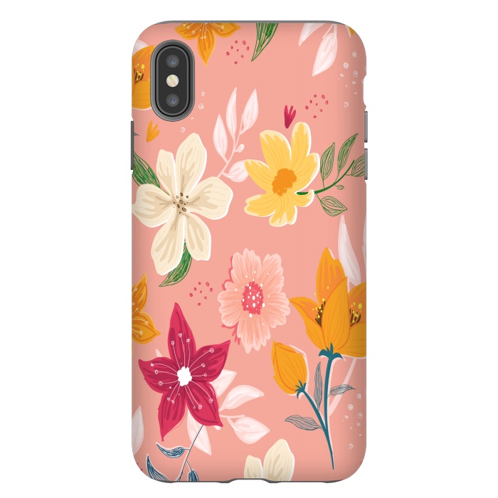 iPhone Xs Max StrongFit peach floral print by MALLIKA