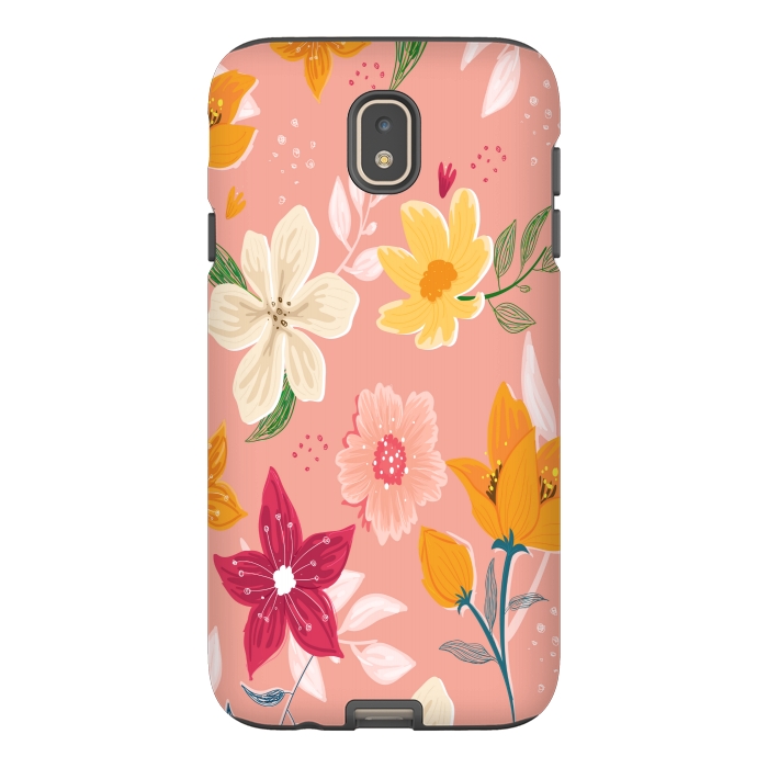 Galaxy J7 StrongFit peach floral print by MALLIKA