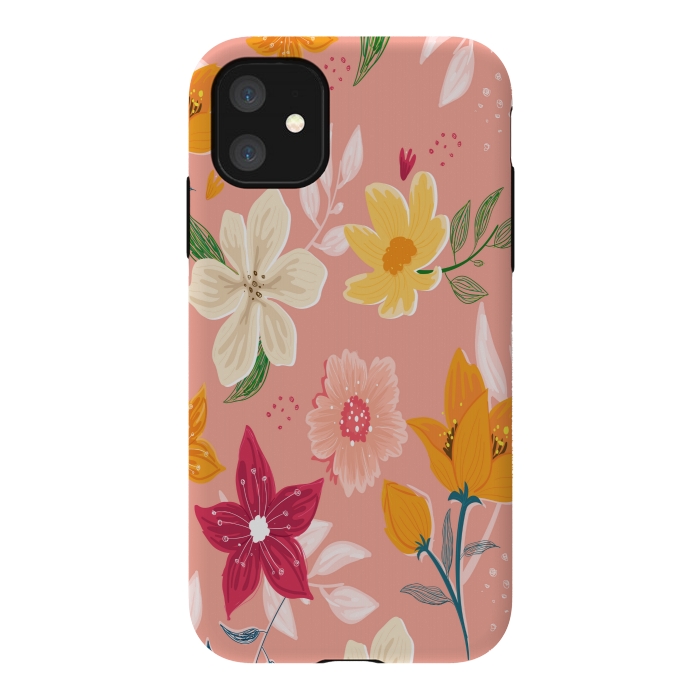 iPhone 11 StrongFit peach floral print by MALLIKA