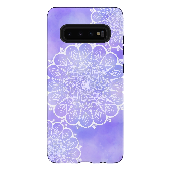Galaxy S10 plus StrongFit Purple mandala flowers by Jms