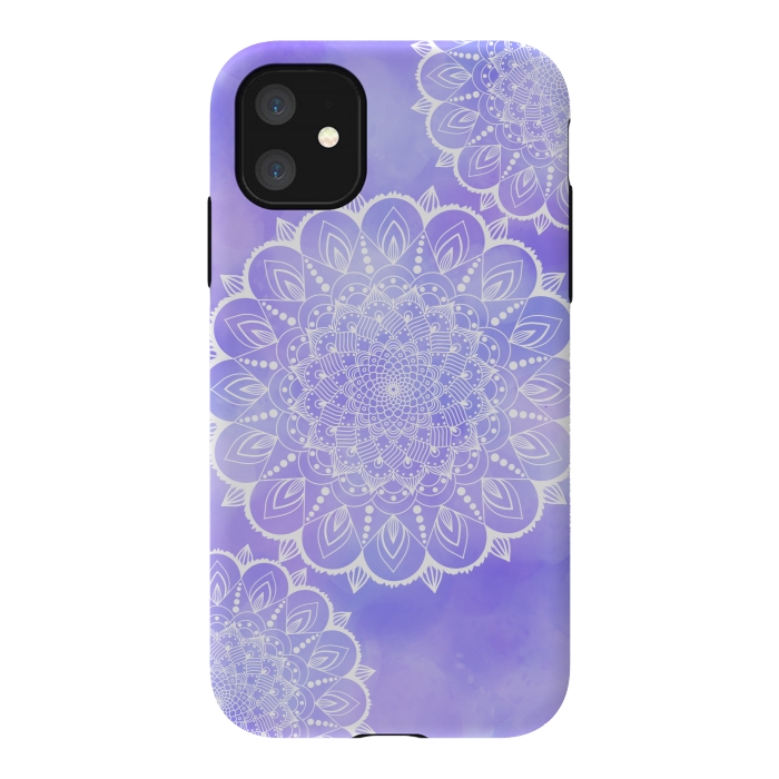 iPhone 11 StrongFit Purple mandala flowers by Jms