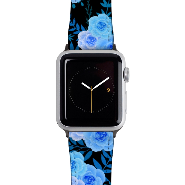 Watch 42mm / 44mm Strap PU leather Blue purple roses by Jms