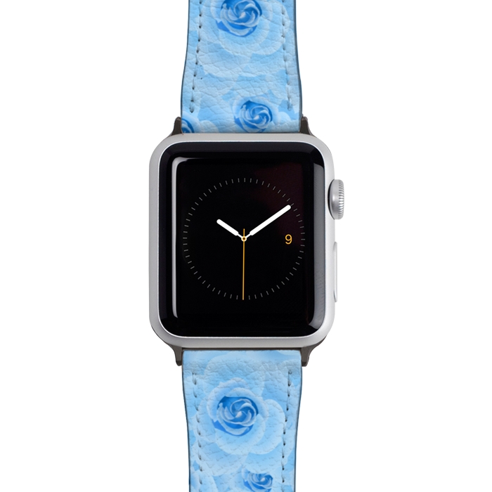 Watch 42mm / 44mm Strap PU leather Light blue roses by Jms
