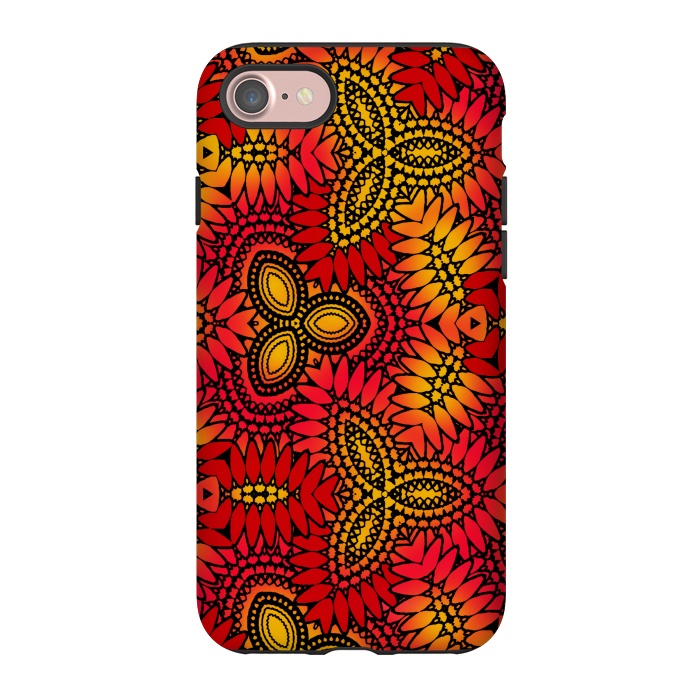 iPhone 7 StrongFit Mandala style red and yellow decorative design by Josie