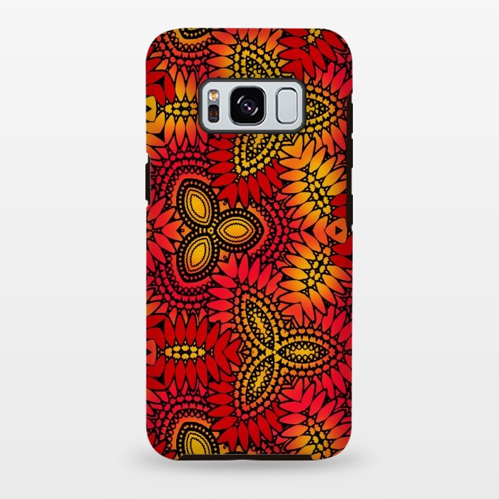 Galaxy S8 plus StrongFit Mandala style red and yellow decorative design by Josie