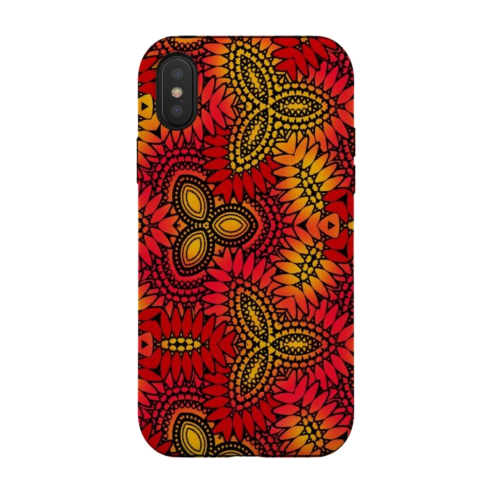 iPhone Xs / X StrongFit Mandala style red and yellow decorative design by Josie