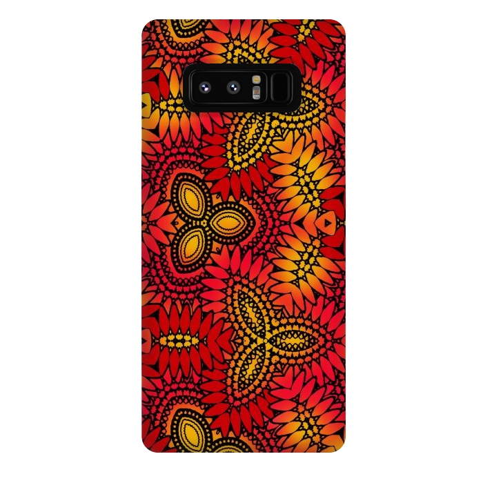 Galaxy Note 8 StrongFit Mandala style red and yellow decorative design by Josie
