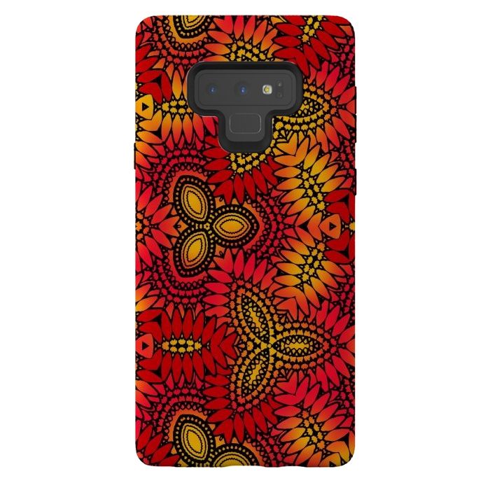 Galaxy Note 9 StrongFit Mandala style red and yellow decorative design by Josie