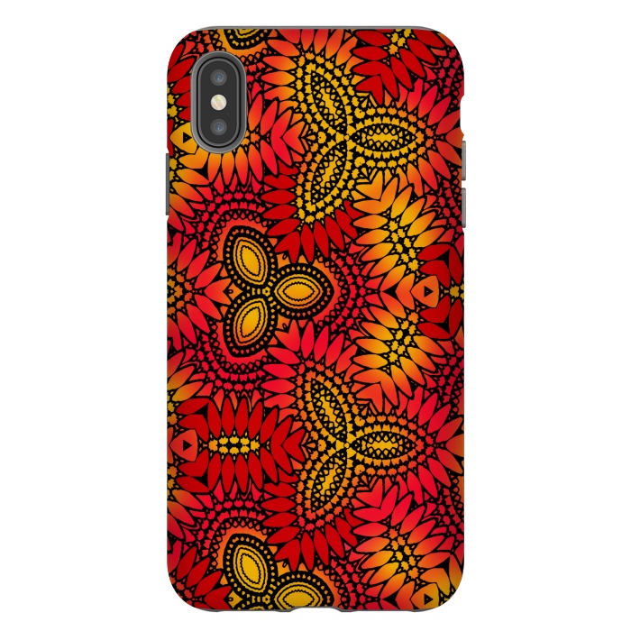 iPhone Xs Max StrongFit Mandala style red and yellow decorative design by Josie