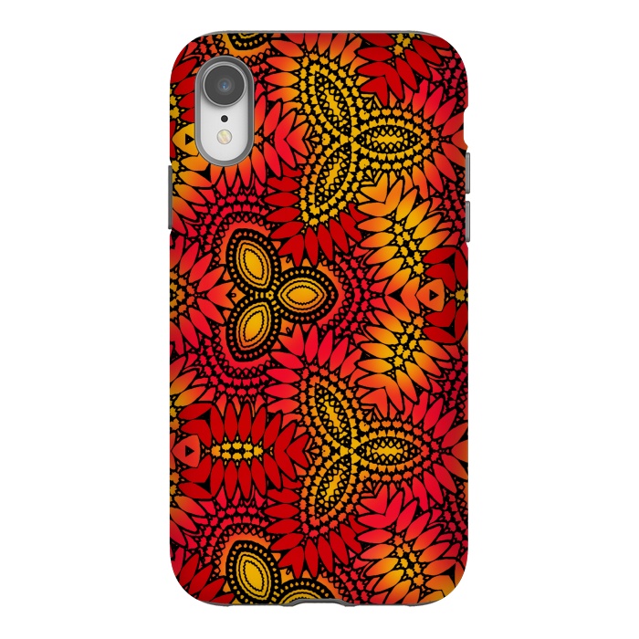 iPhone Xr StrongFit Mandala style red and yellow decorative design by Josie
