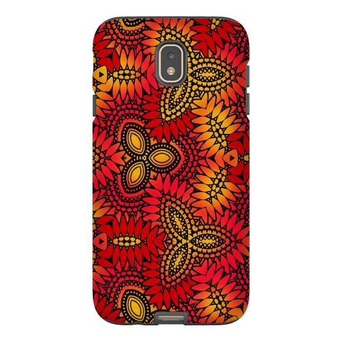 Galaxy J7 StrongFit Mandala style red and yellow decorative design by Josie
