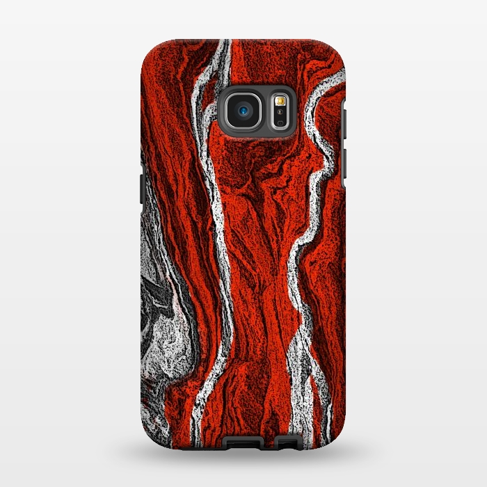 Galaxy S7 EDGE StrongFit Red and white marble texture design by Josie