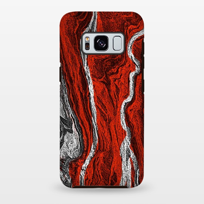 Galaxy S8 plus StrongFit Red and white marble texture design by Josie