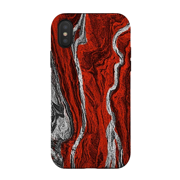 iPhone Xs / X StrongFit Red and white marble texture design by Josie