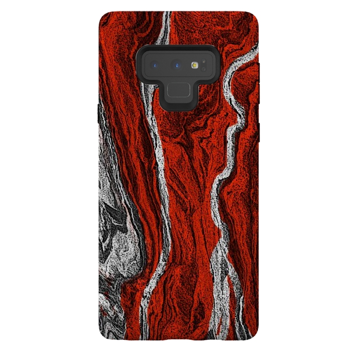Galaxy Note 9 StrongFit Red and white marble texture design by Josie
