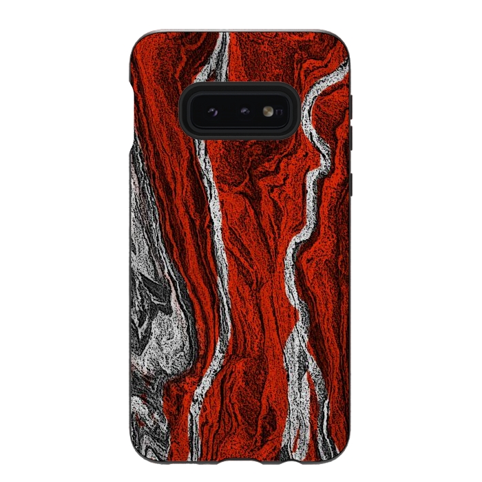 Galaxy S10e StrongFit Red and white marble texture design by Josie