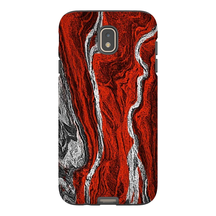 Galaxy J7 StrongFit Red and white marble texture design by Josie