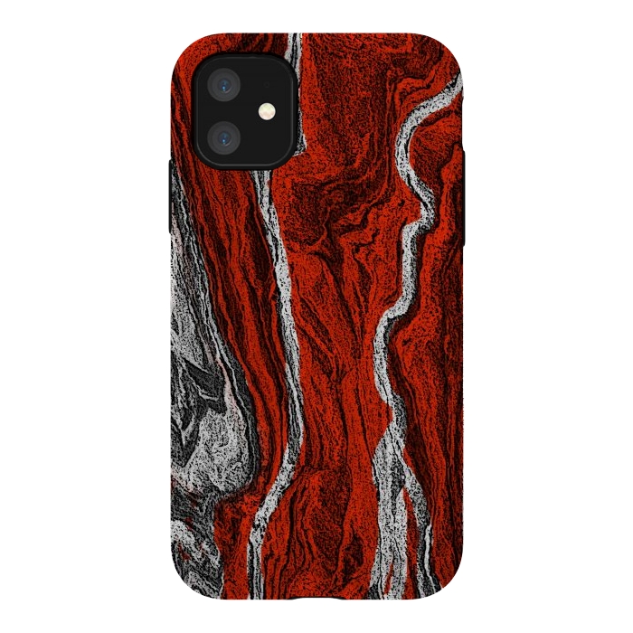 iPhone 11 StrongFit Red and white marble texture design by Josie