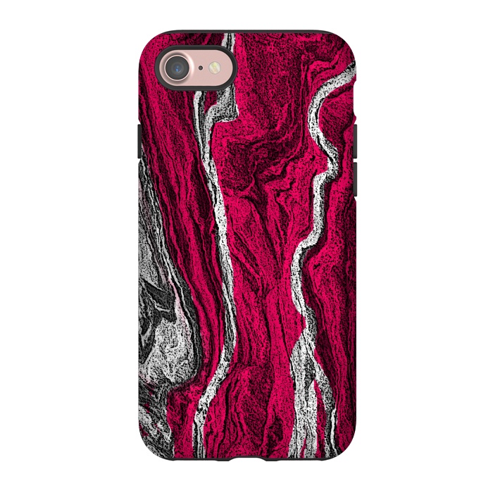 iPhone 7 StrongFit Pink and white marble textured design by Josie