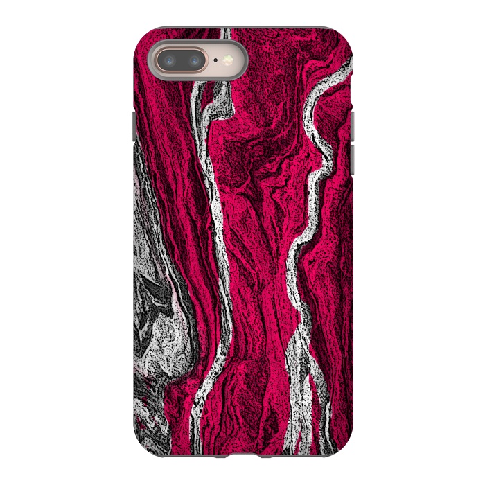 iPhone 7 plus StrongFit Pink and white marble textured design by Josie
